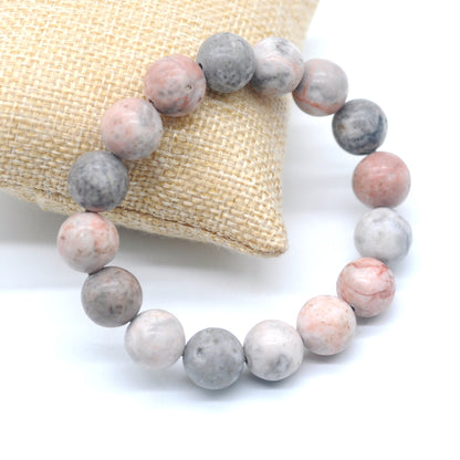 CGB88 Pink Zebra Jasper Beads Stretch Bracelet Smooth Round 10mm 12mm