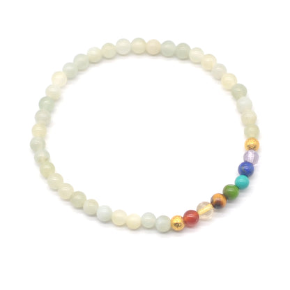 CGB890 New Jade With 7 Chakra Stretch Bracelet Round 4mm