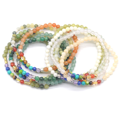 CGB888 White Jade With 7 Chakra Stretch Bracelet Round 4mm