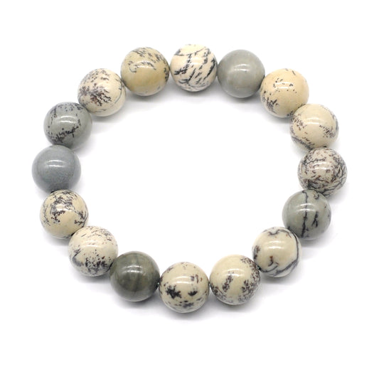 CGB94 Greeting Pine Jasper Beads Stretch Bracelet Smooth Round 10mm 12mm