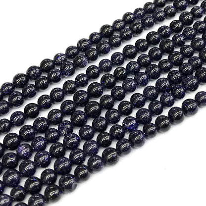 CGS17 Blue Goldstone Beads Smooth Round 4mm 15" Strand