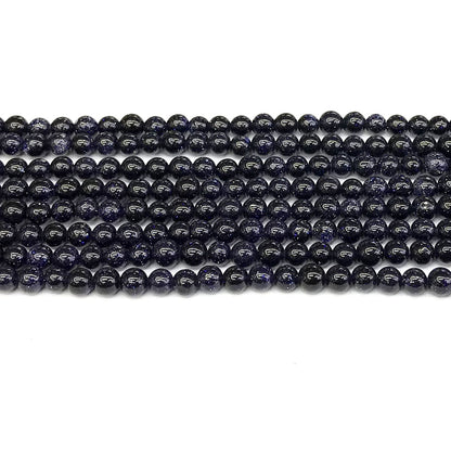 CGS17 Blue Goldstone Beads Smooth Round 4mm 15" Strand