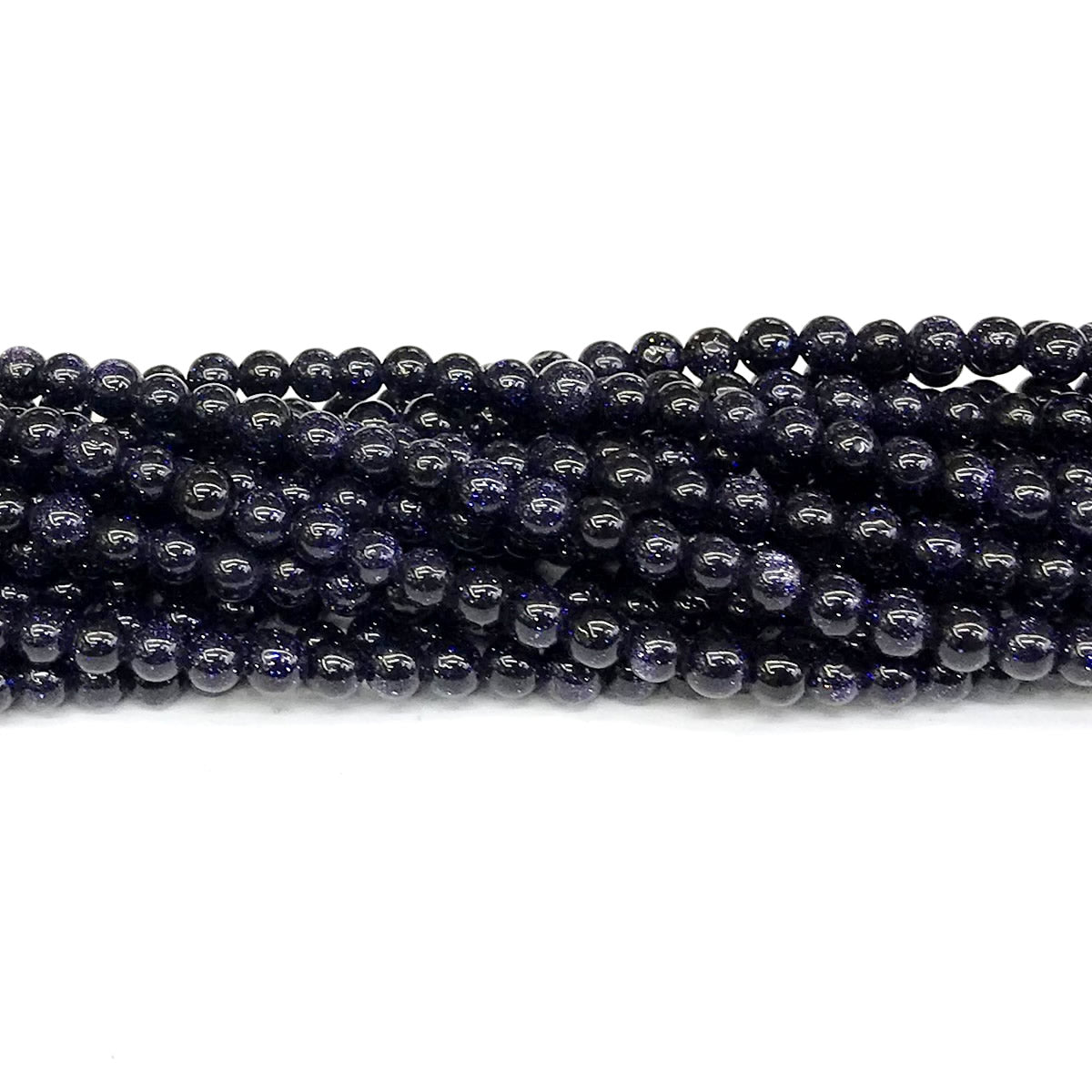 CGS17 Blue Goldstone Beads Smooth Round 4mm 15" Strand