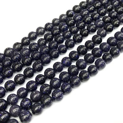 CGS18 Blue Goldstone Beads Smooth Round 6mm 15" Strand