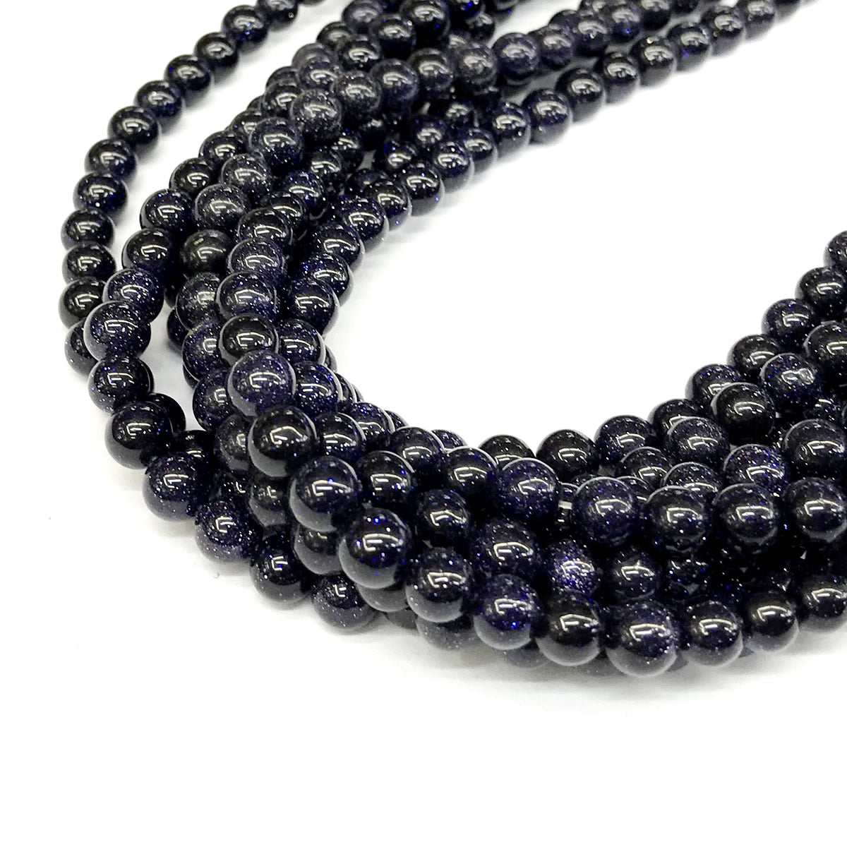 CGS18 Blue Goldstone Beads Smooth Round 6mm 15" Strand