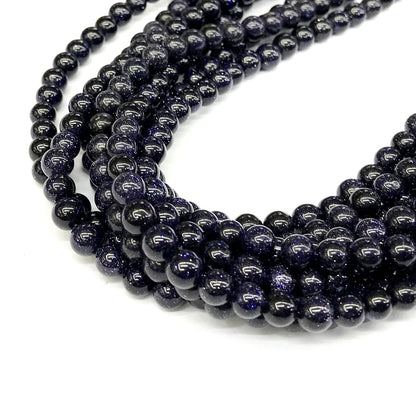 CGS18 Blue Goldstone Beads Smooth Round 6mm 15" Strand