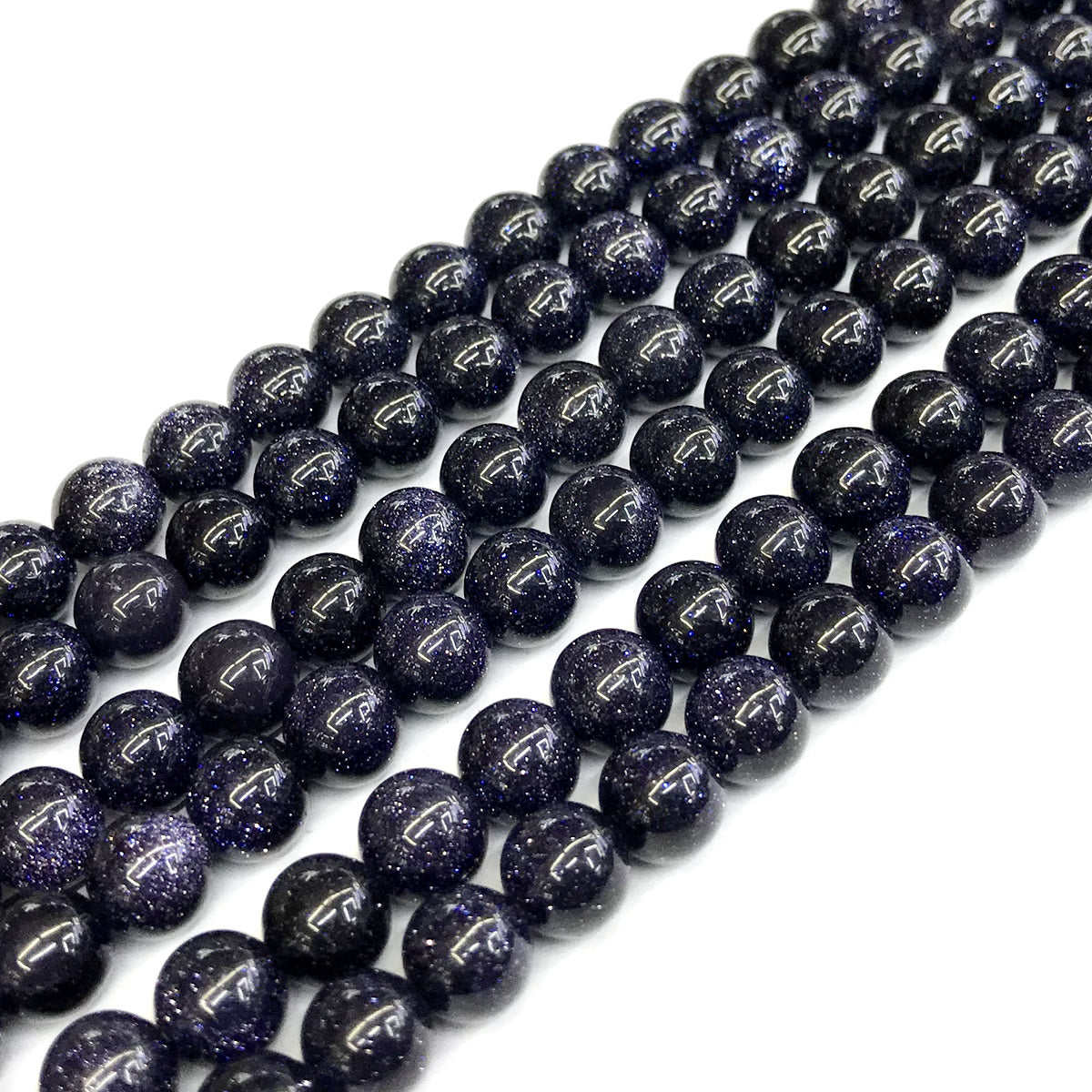 CGS19 Blue Goldstone Beads Smooth Round 8mm 15" Strand