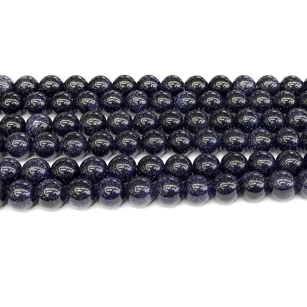 CGS19 Blue Goldstone Beads Smooth Round 8mm 15" Strand