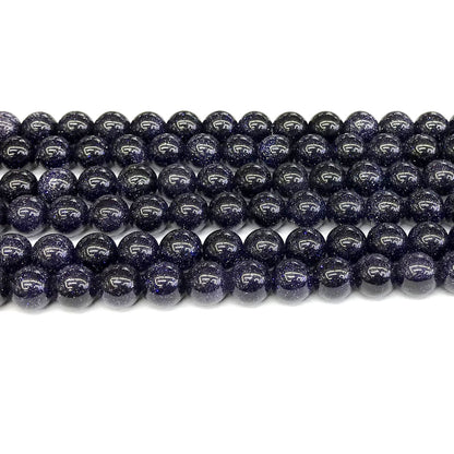 CGS19 Blue Goldstone Beads Smooth Round 8mm 15" Strand