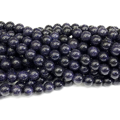 CGS19 Blue Goldstone Beads Smooth Round 8mm 15" Strand