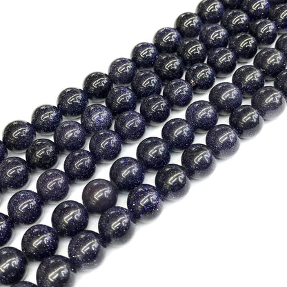 CGS20 Blue Goldstone Beads Smooth Round 10mm 15" Strand