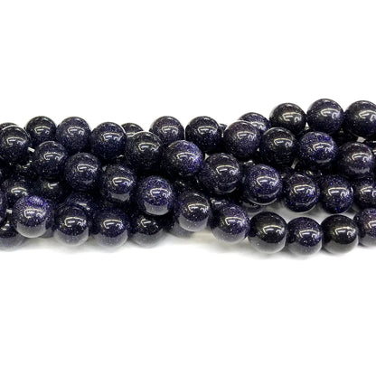 CGS20 Blue Goldstone Beads Smooth Round 10mm 15" Strand