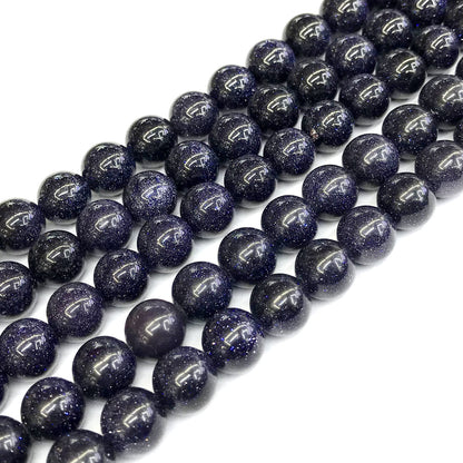 CGS21 Blue Goldstone Beads Smooth Round 12mm 15" Strand