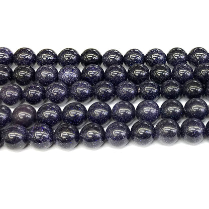 CGS21 Blue Goldstone Beads Smooth Round 12mm 15" Strand