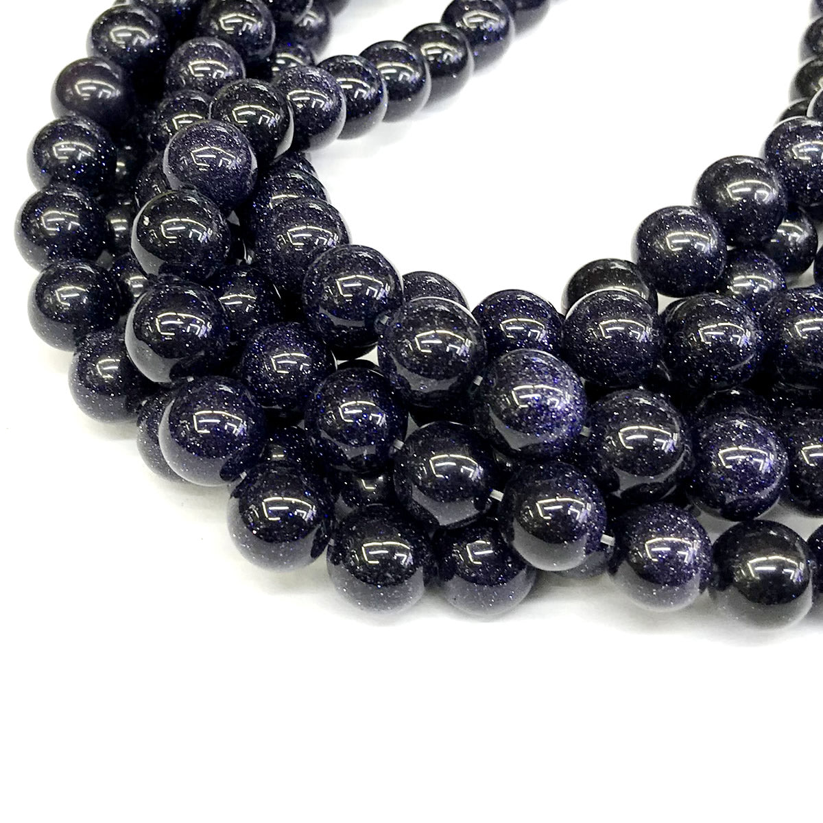 CGS21 Blue Goldstone Beads Smooth Round 12mm 15" Strand