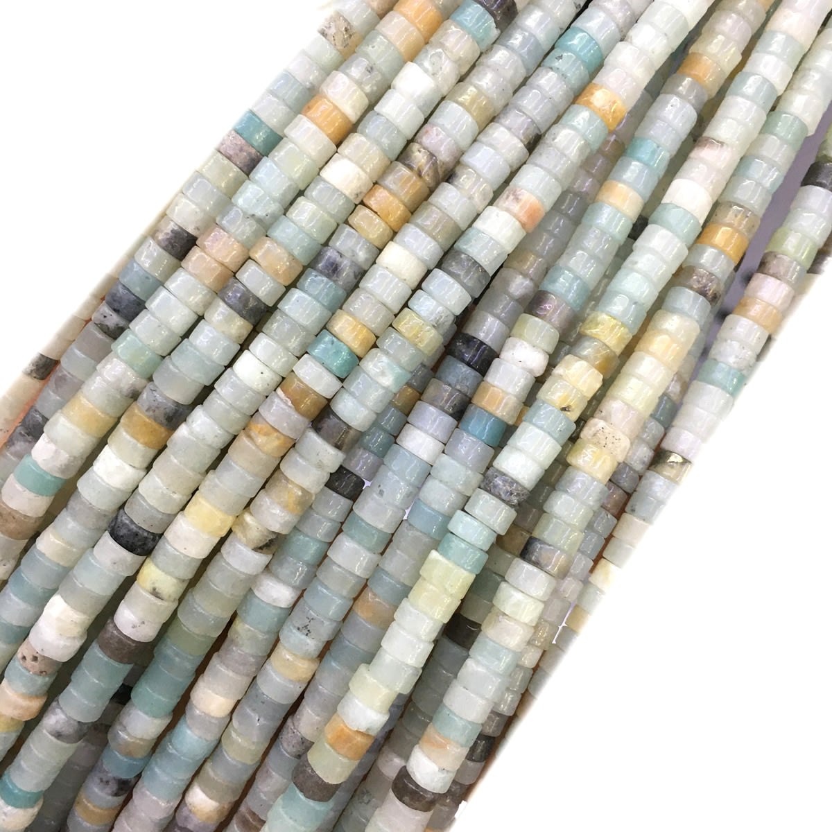 CHS01 Colorful Amazonite Beads Smooth Heishi 2x4mm 15" Strand