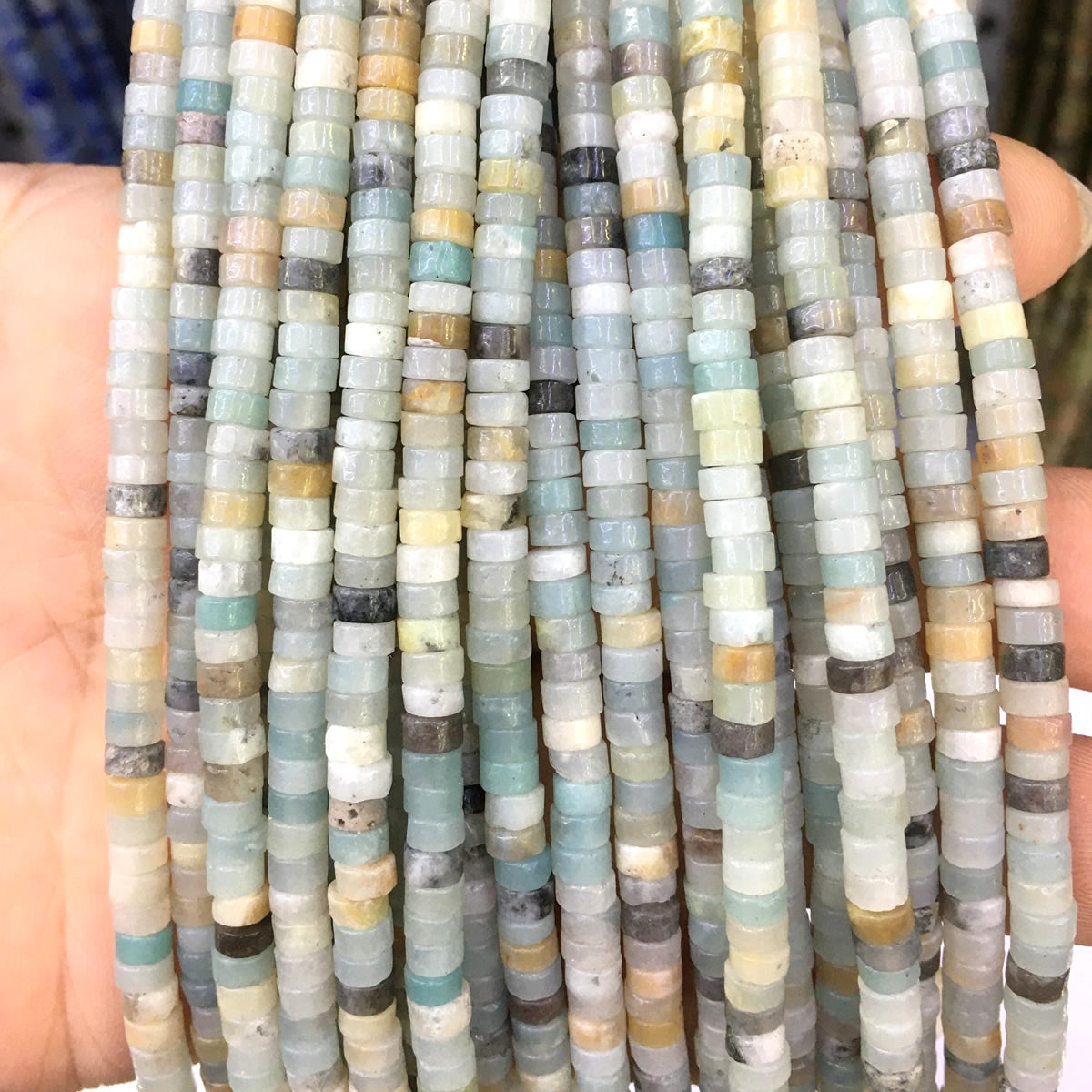 CHS01 Colorful Amazonite Beads Smooth Heishi 2x4mm 15" Strand