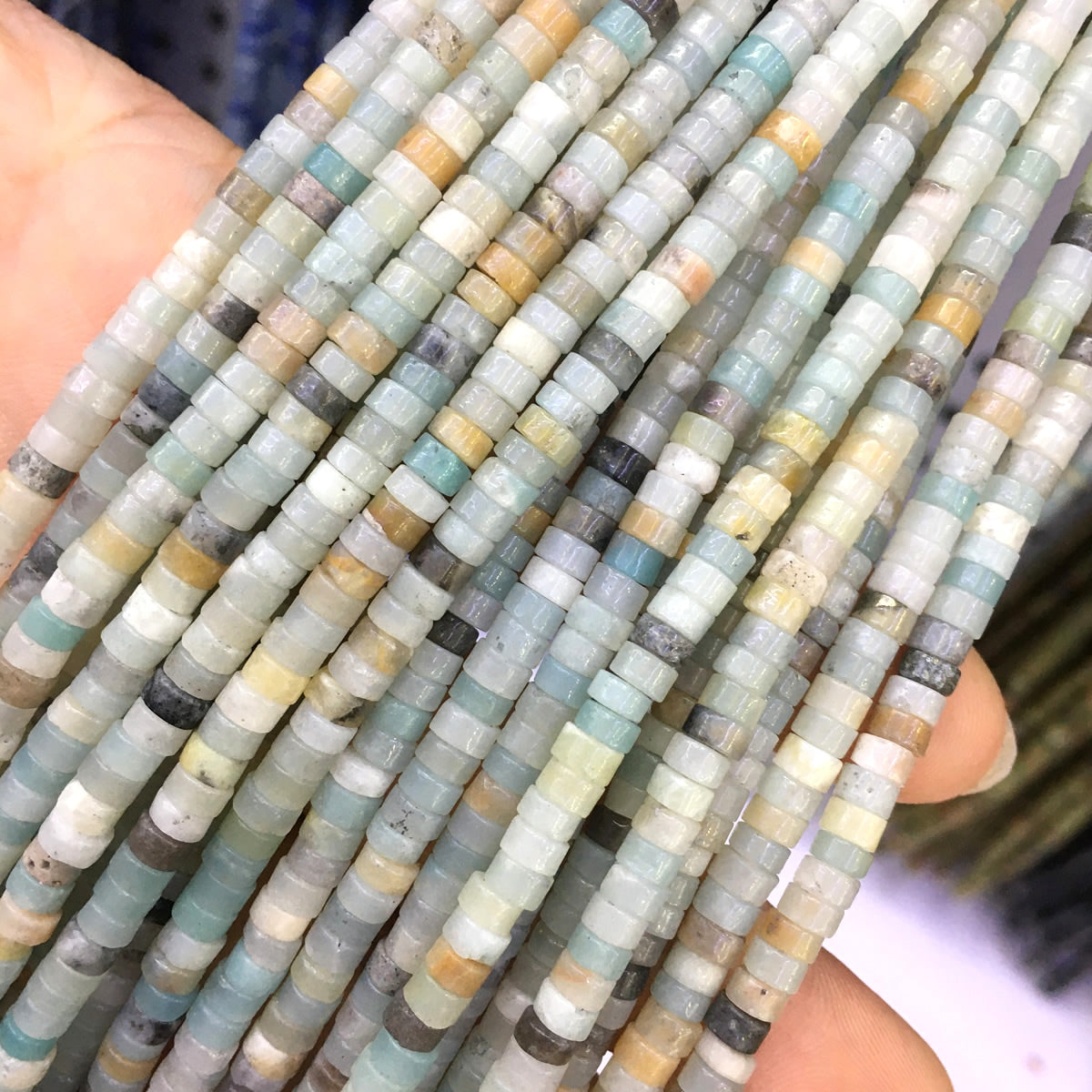 CHS01 Colorful Amazonite Beads Smooth Heishi 2x4mm 15" Strand