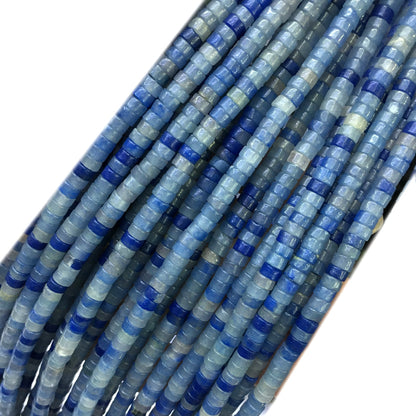 CHS02 Blue Aventurine Jade Beads Smooth Heishi 2x4mm 15" Strand