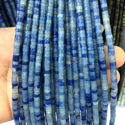 CHS02 Blue Aventurine Jade Beads Smooth Heishi 2x4mm 15" Strand