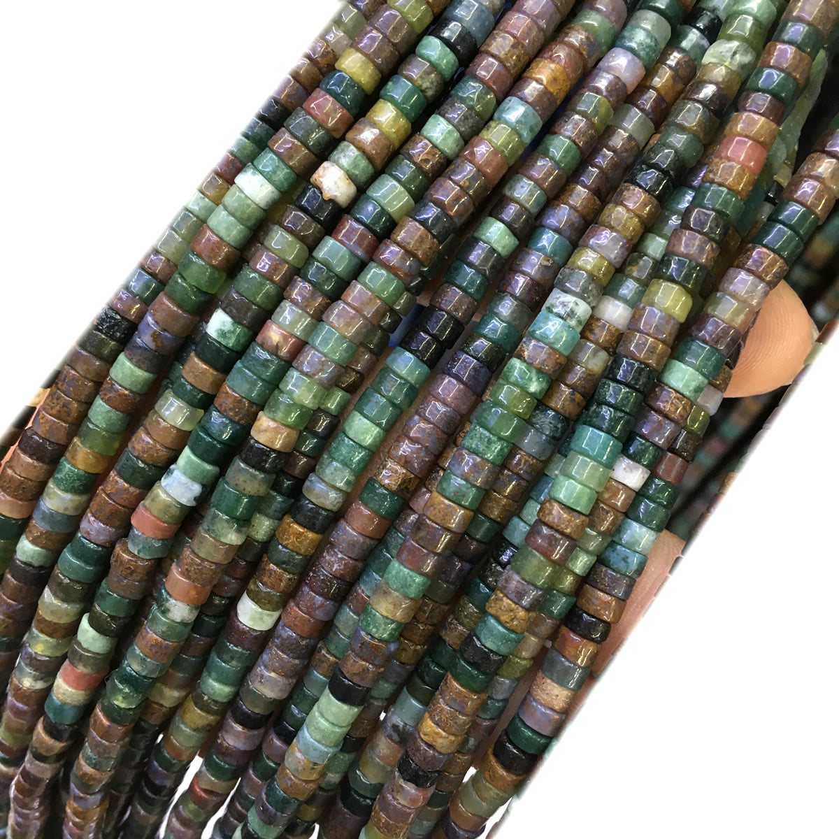 CHS06 Indian Agate Beads Smooth Heishi 2x4mm 15" Strand