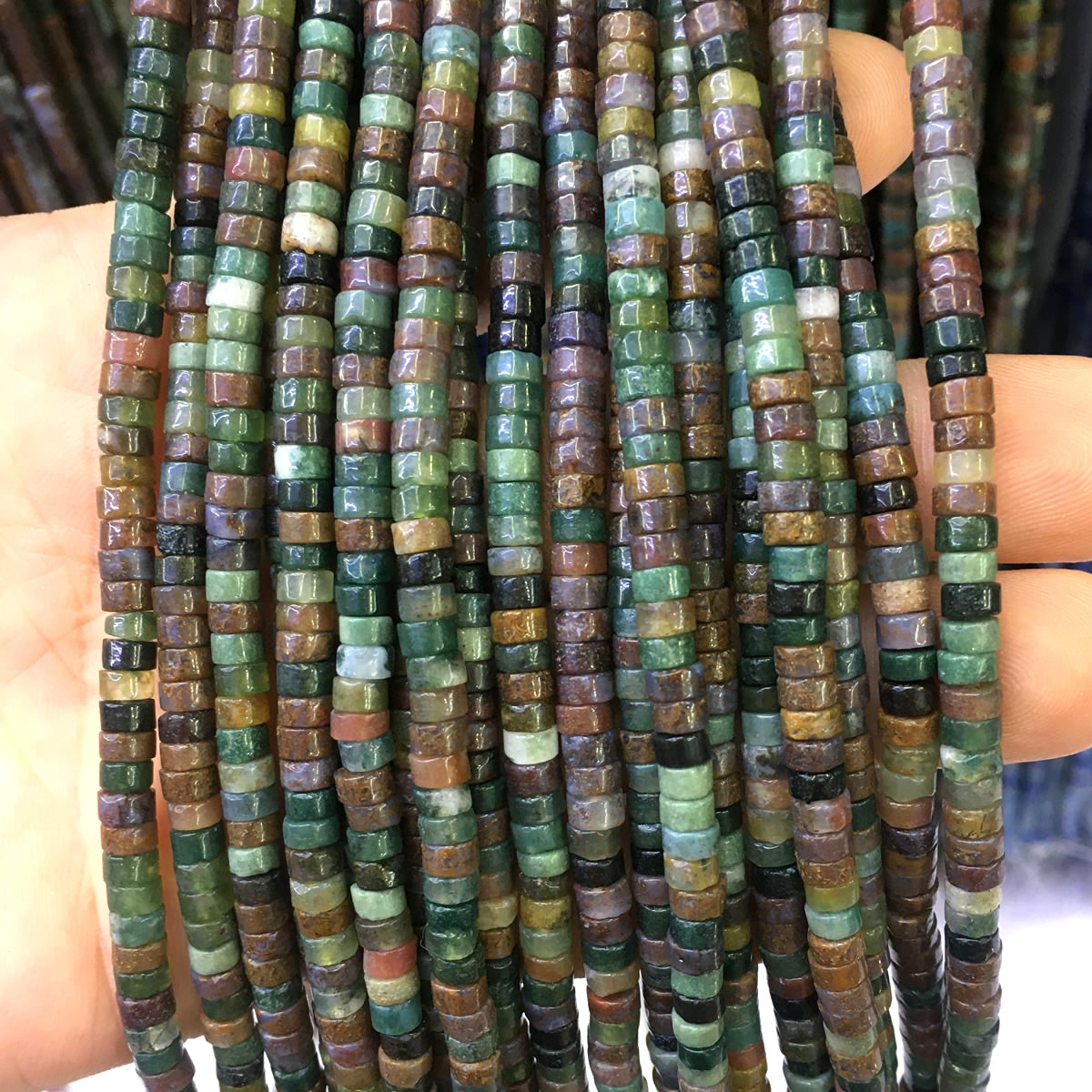 CHS06 Indian Agate Beads Smooth Heishi 2x4mm 15" Strand