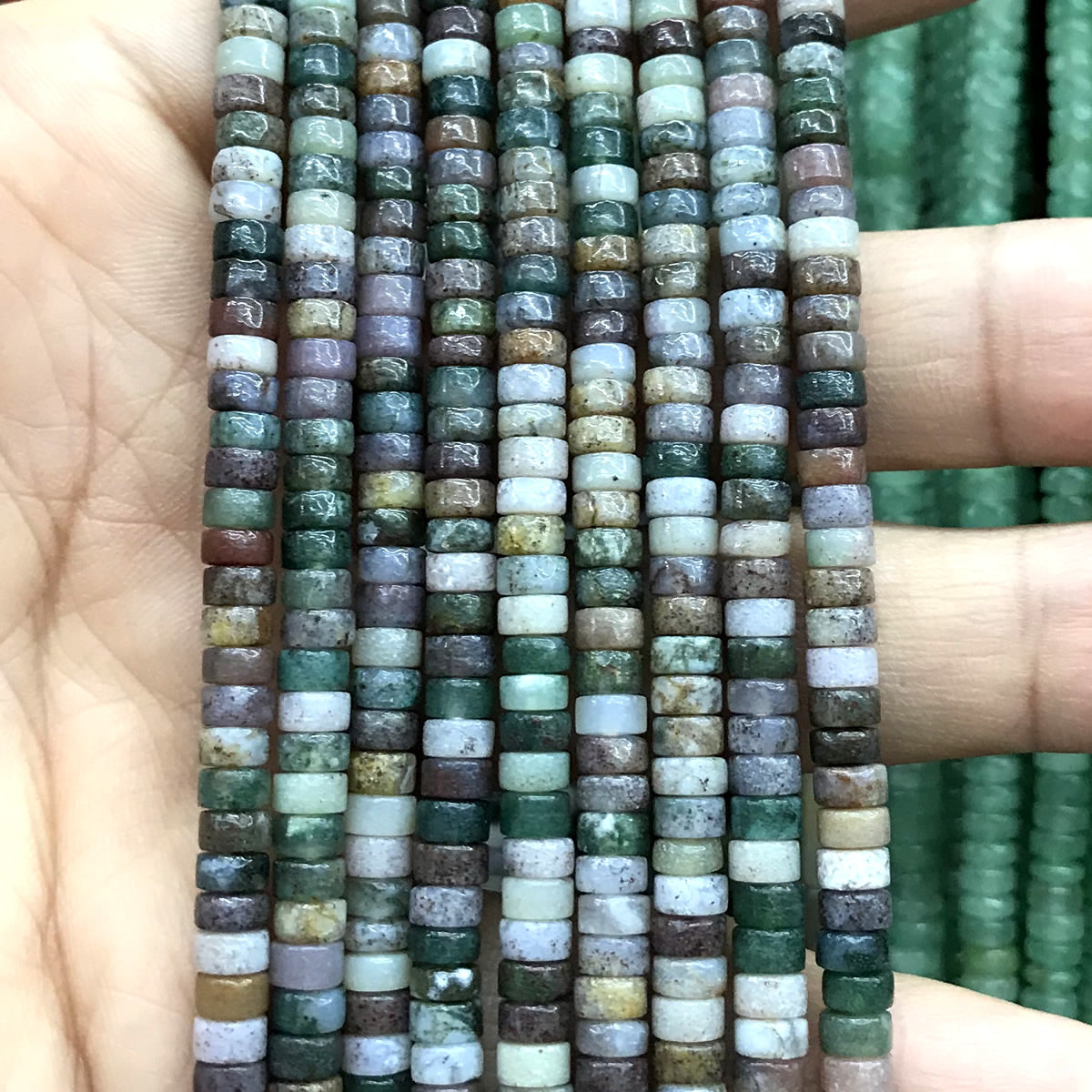 CHS10 Indian Agate Beads Smooth Heishi 2x4mm 15" Strand