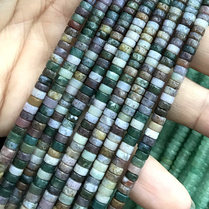 CHS10 Indian Agate Beads Smooth Heishi 2x4mm 15" Strand