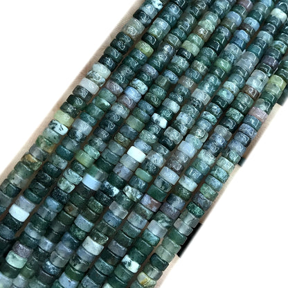 CHS11 Moss Agate Beads Smooth Heishi 2x4mm 15" Strand