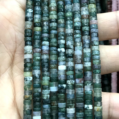 CHS11 Moss Agate Beads Smooth Heishi 2x4mm 15" Strand