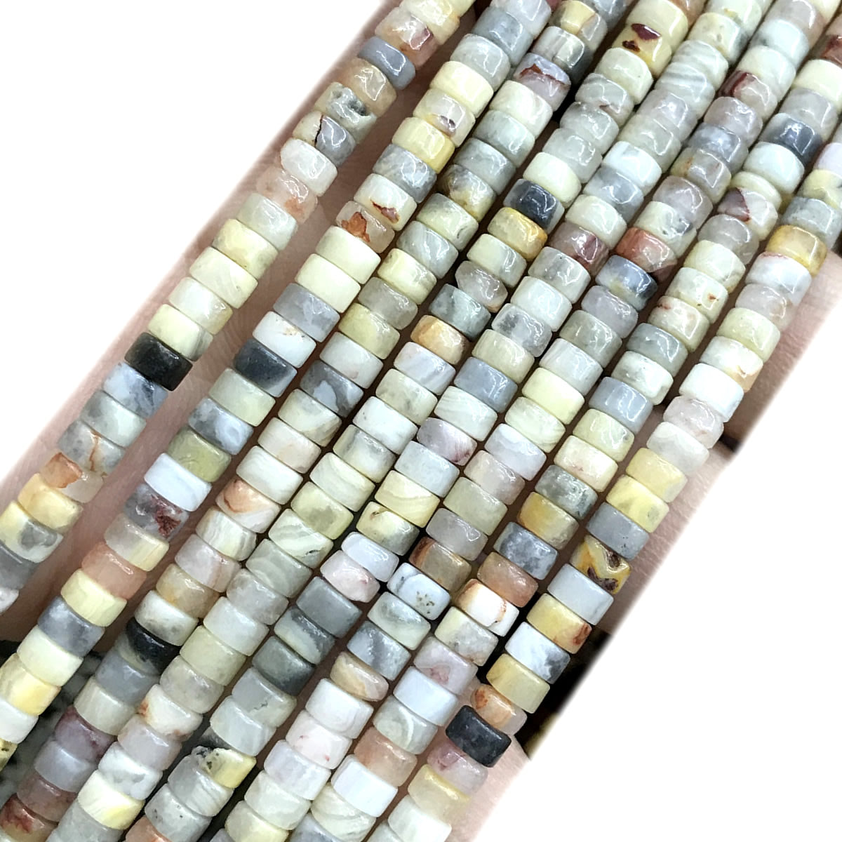 CHS12 Yellow Crazy Lace Agate Beads Smooth Heishi 2x4mm 15" Strand