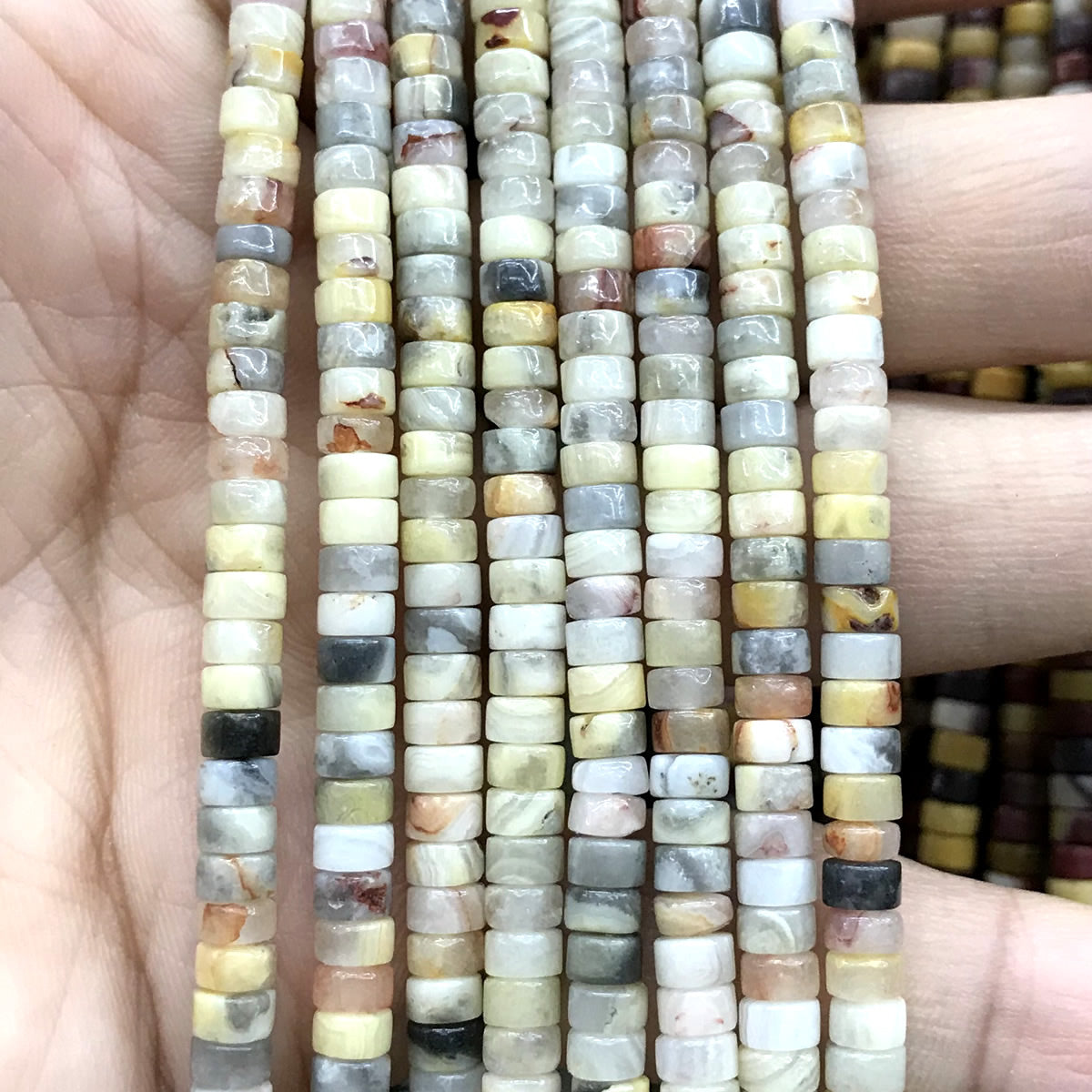 CHS12 Yellow Crazy Lace Agate Beads Smooth Heishi 2x4mm 15" Strand