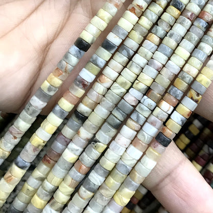 CHS12 Yellow Crazy Lace Agate Beads Smooth Heishi 2x4mm 15" Strand