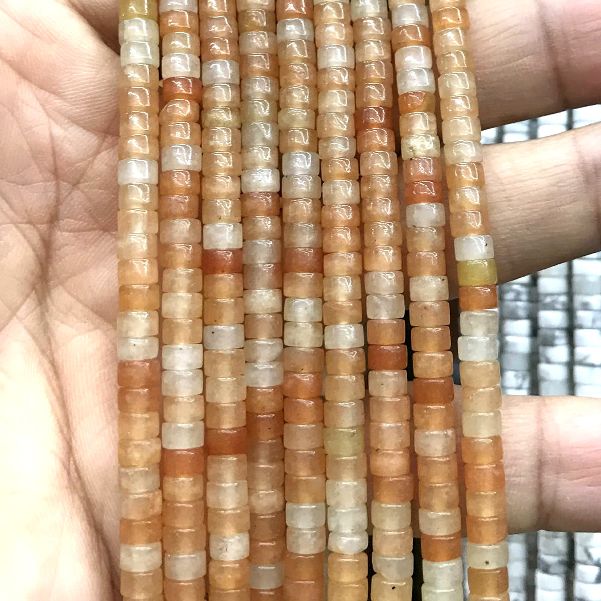 CHS14 Red Aventurine Jade Beads Smooth Heishi 2x4mm 15" Strand