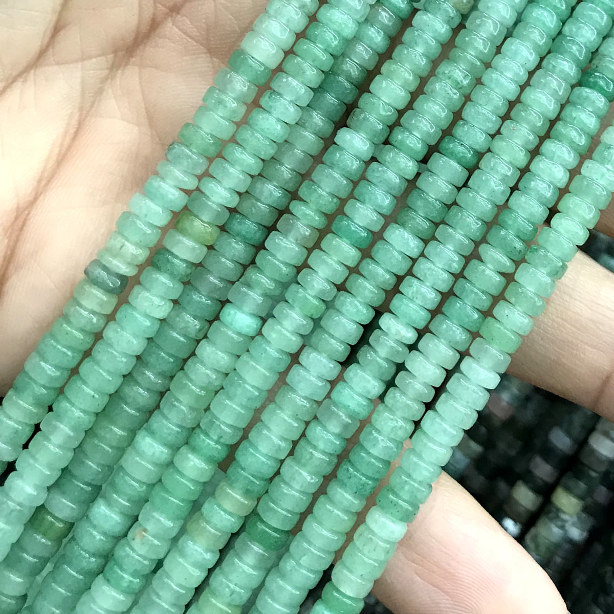 CHS15 Green Aventurine Jade Beads Smooth Heishi 2x4mm 15" Strand