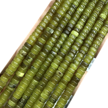 CHS16 Olive Jade Beads Smooth Heishi 2x4mm 15" Strand