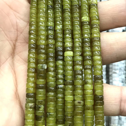 CHS16 Olive Jade Beads Smooth Heishi 2x4mm 15" Strand