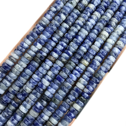 CHS18 Blue Spot Stone Beads Smooth Heishi 2x4mm 15" Strand