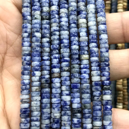 CHS18 Blue Spot Stone Beads Smooth Heishi 2x4mm 15" Strand