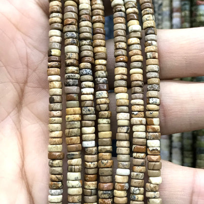 CHS21 Picture Jasper Beads Smooth Heishi 2x4mm 15" Strand