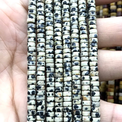 CHS22 Dalmatian Jasper Beads Smooth Heishi 2x4mm 15" Strand