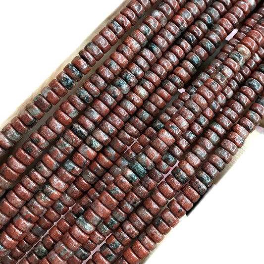 CHS23 Brecciated Jasper Beads Smooth Heishi 2x4mm 15" Strand