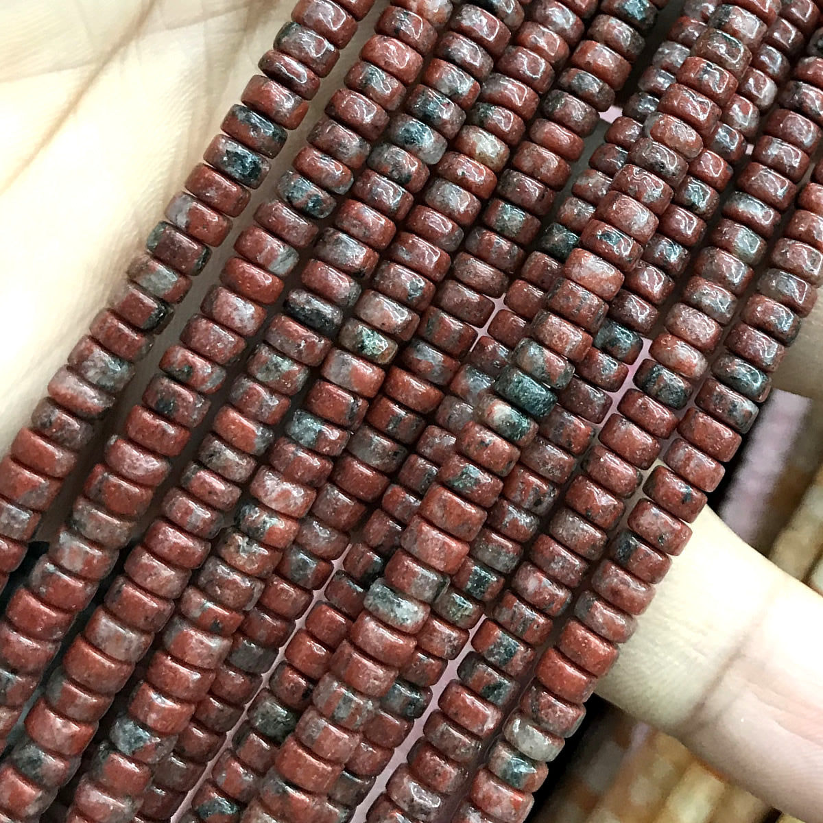 CHS23 Brecciated Jasper Beads Smooth Heishi 2x4mm 15" Strand