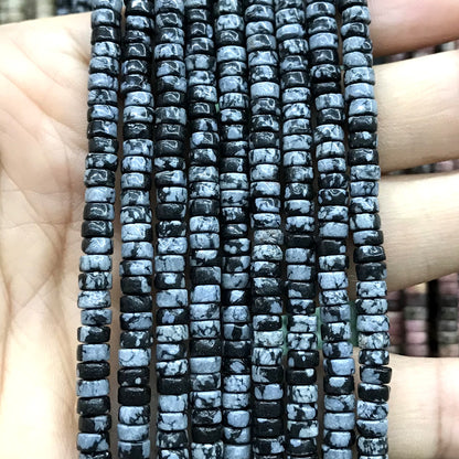 CHS30 Snowflake Obsidian Beads Smooth Heishi 2x4mm 15" Strand