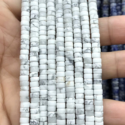 CHS31 White Howlite Turquoise Beads Smooth Heishi 2x4mm 15" Strand