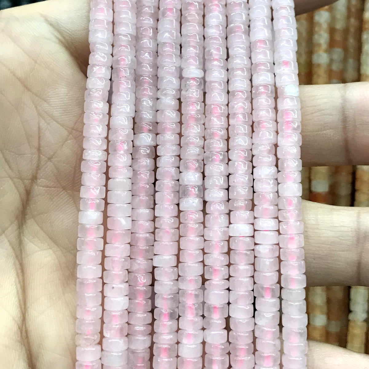 CHS32 Rose Quartz Beads Smooth Heishi 2x4mm 15" Strand