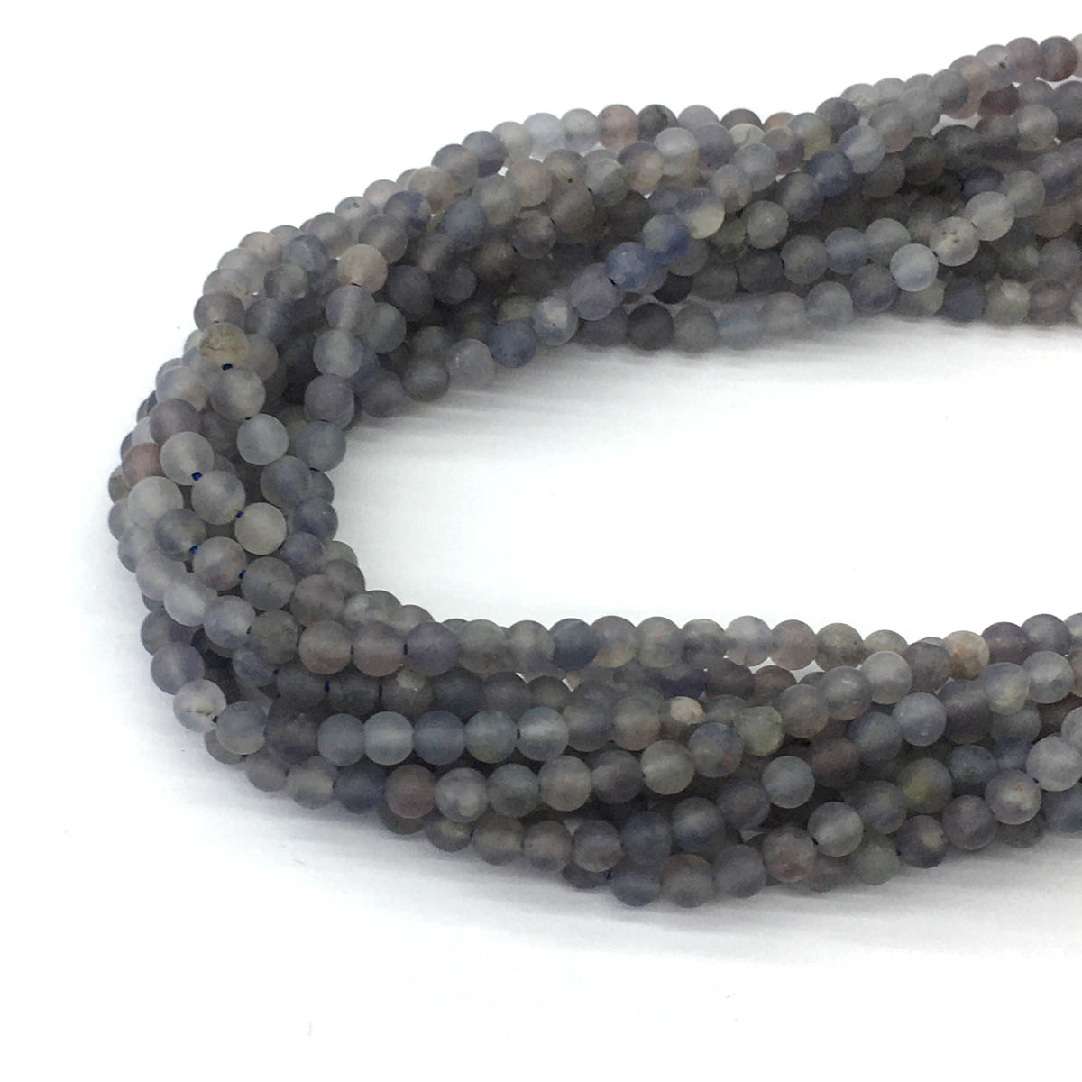 CIL16 Iolite Gemstone Beads Matte Round 4mm 15.5" Strand