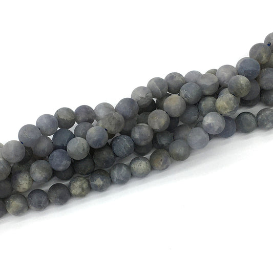 CIL18 Iolite Gemstone Beads Matte Round 8mm 15.5" Strand