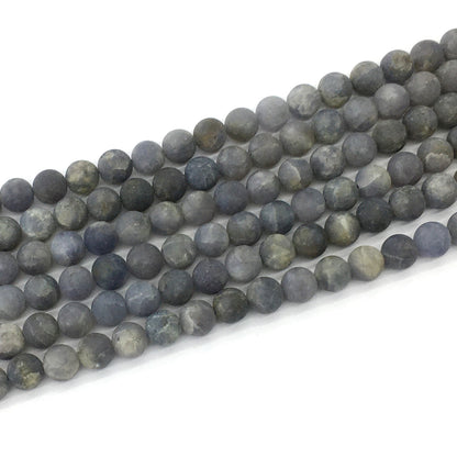 CIL18 Iolite Gemstone Beads Matte Round 8mm 15.5" Strand