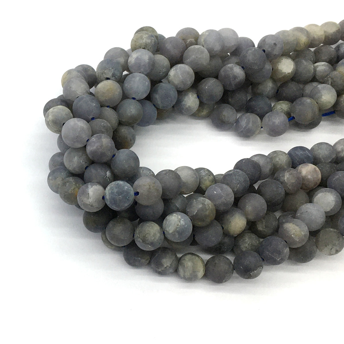 CIL18 Iolite Gemstone Beads Matte Round 8mm 15.5" Strand